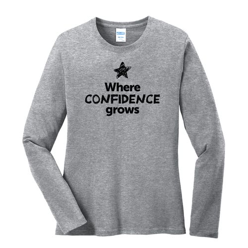 Where CONFIDENCE Grows EMOJI Women's Long Sleeve T-Shirt - Black Imprint (KA-LPC54LS-CONFF-B) image thumbnail