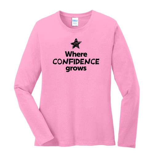Where CONFIDENCE Grows EMOJI Women's Long Sleeve T-Shirt - Black Imprint (KA-LPC54LS-CONFF-B) image thumbnail