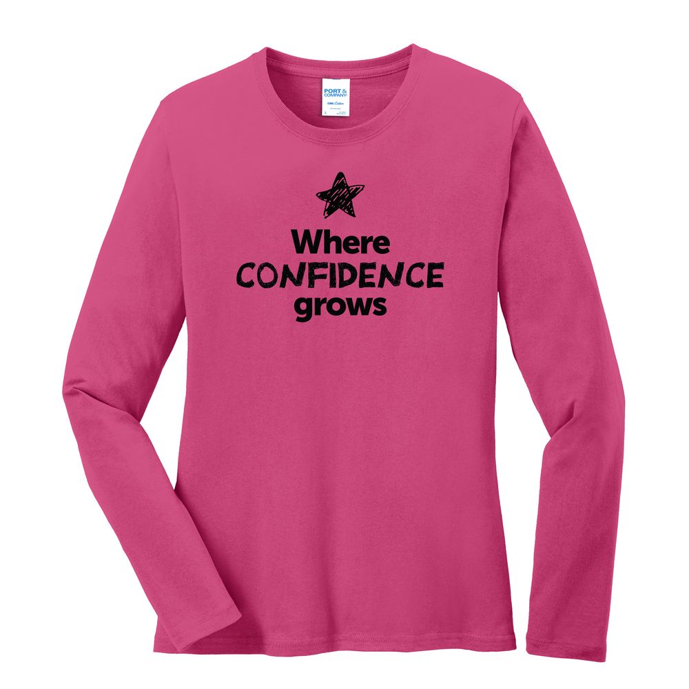 Where CONFIDENCE Grows EMOJI Women's Long Sleeve T-Shirt - Black Imprint (KA-LPC54LS-CONFF-B) primary image