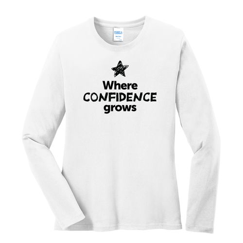 Where CONFIDENCE Grows EMOJI Women's Long Sleeve T-Shirt - Black Imprint (KA-LPC54LS-CONFF-B) image thumbnail