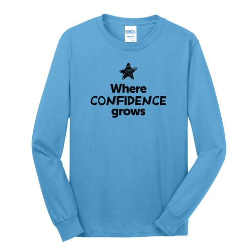 Where CONFIDENCE Grows EMOJI Adult Long Sleeve T-Shirt - Black Imprint (KA-PC54LS-CONFF-B) image thumbnail