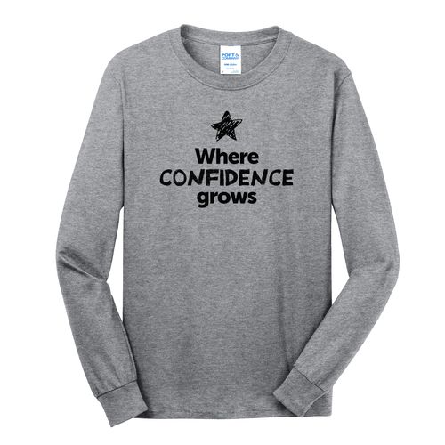 Where CONFIDENCE Grows EMOJI Adult Long Sleeve T-Shirt - Black Imprint (KA-PC54LS-CONFF-B) image thumbnail