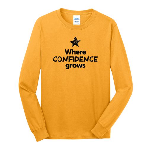 Where CONFIDENCE Grows EMOJI Adult Long Sleeve T-Shirt - Black Imprint (KA-PC54LS-CONFF-B) image thumbnail