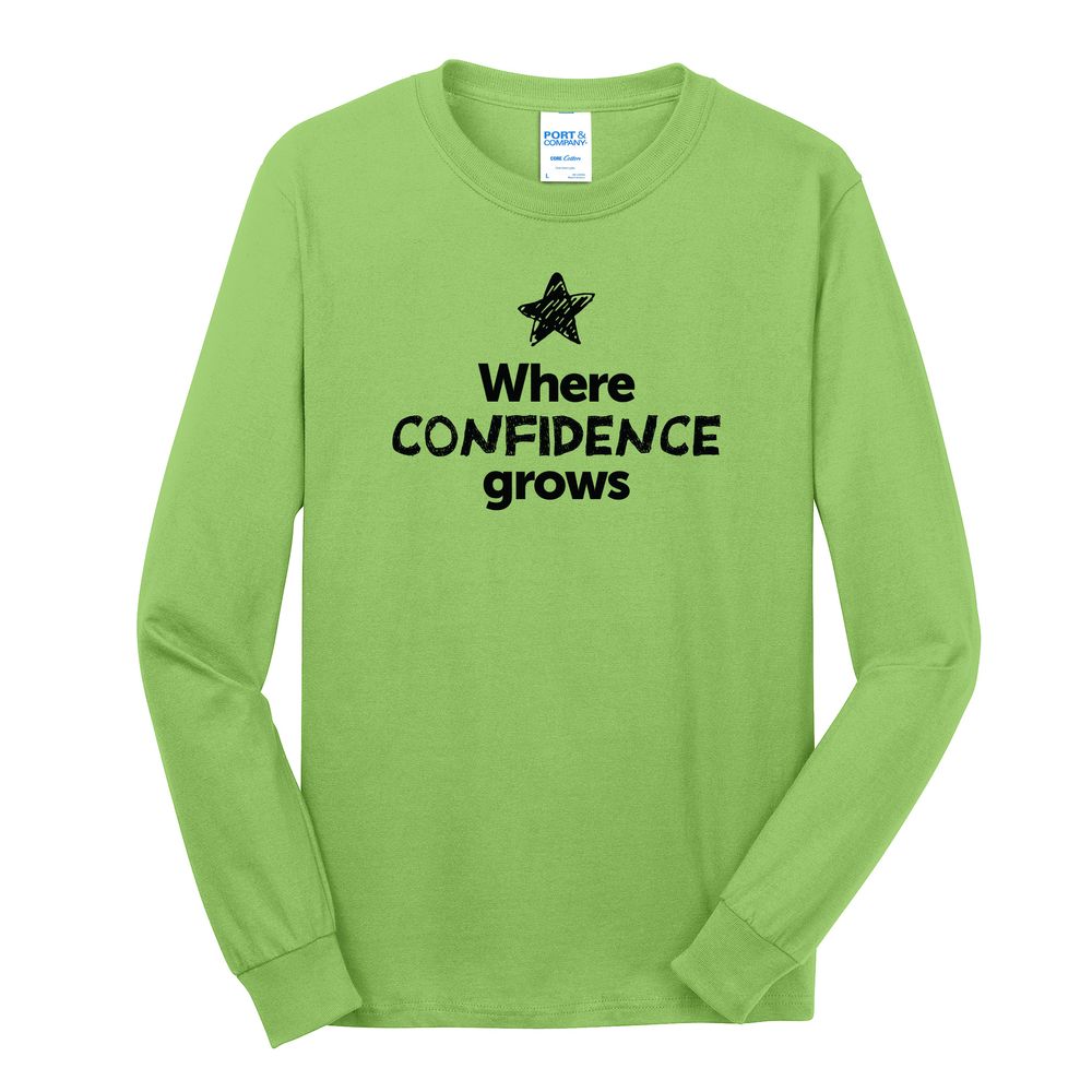 Where CONFIDENCE Grows EMOJI Adult Long Sleeve T-Shirt - Black Imprint (KA-PC54LS-CONFF-B) primary image