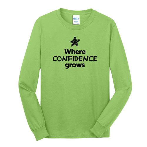 Where CONFIDENCE Grows EMOJI Adult Long Sleeve T-Shirt - Black Imprint (KA-PC54LS-CONFF-B) image thumbnail