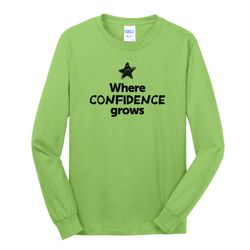 Image of Where CONFIDENCE Grows EMOJI Adult Long Sleeve T-Shirt - Black Imprint (KA-PC54LS-CONFF-B)