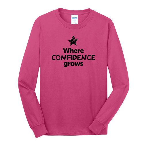 Where CONFIDENCE Grows EMOJI Adult Long Sleeve T-Shirt - Black Imprint (KA-PC54LS-CONFF-B) image thumbnail