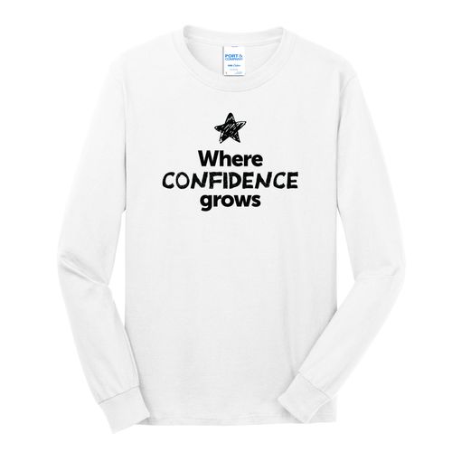 Where CONFIDENCE Grows EMOJI Adult Long Sleeve T-Shirt - Black Imprint (KA-PC54LS-CONFF-B) image thumbnail