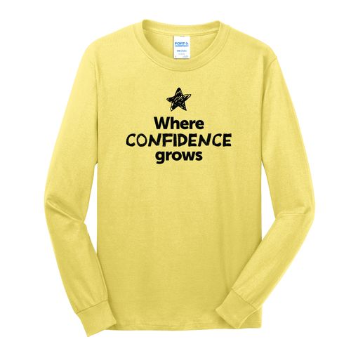 Where CONFIDENCE Grows EMOJI Adult Long Sleeve T-Shirt - Black Imprint (KA-PC54LS-CONFF-B) image thumbnail