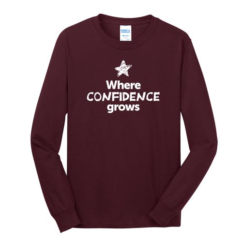 Where CONFIDENCE Grows EMOJI Adult Long Sleeve T-Shirt - White Imprint (KA-PC54LS-CONFF-W) image thumbnail
