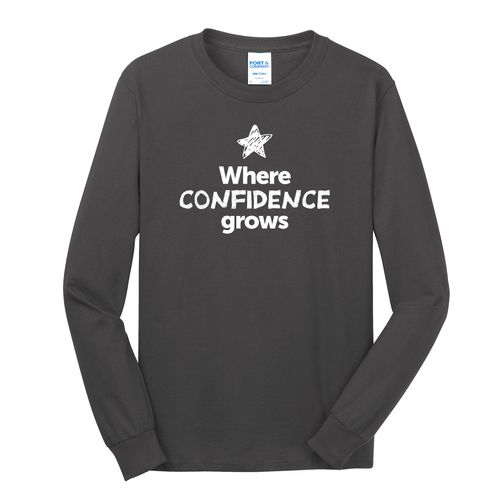 Where CONFIDENCE Grows EMOJI Adult Long Sleeve T-Shirt - White Imprint (KA-PC54LS-CONFF-W) image thumbnail