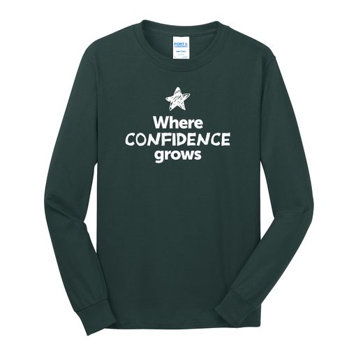 Where CONFIDENCE Grows EMOJI Adult Long Sleeve T-Shirt - White Imprint (KA-PC54LS-CONFF-W) image thumbnail