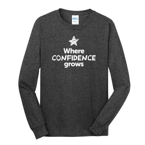 Where CONFIDENCE Grows EMOJI Adult Long Sleeve T-Shirt - White Imprint (KA-PC54LS-CONFF-W) image thumbnail