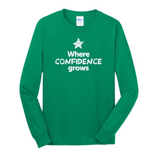Where CONFIDENCE Grows EMOJI Adult Long Sleeve T-Shirt - White Imprint (KA-PC54LS-CONFF-W) image thumbnail