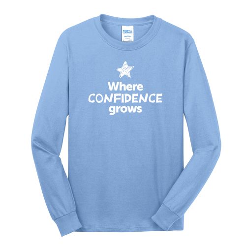 Where CONFIDENCE Grows EMOJI Adult Long Sleeve T-Shirt - White Imprint (KA-PC54LS-CONFF-W) image thumbnail