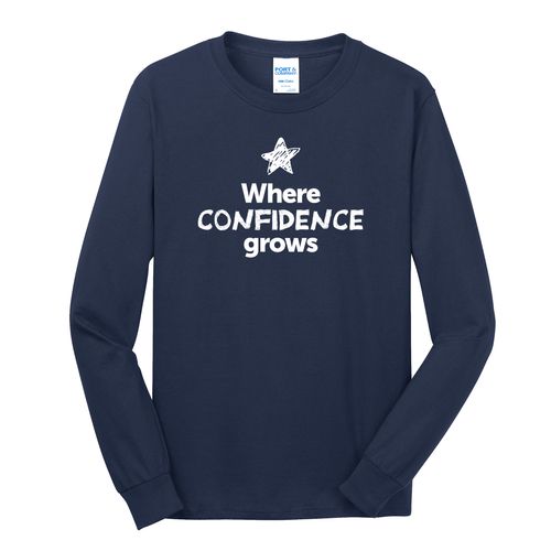 Where CONFIDENCE Grows EMOJI Adult Long Sleeve T-Shirt - White Imprint (KA-PC54LS-CONFF-W) image thumbnail