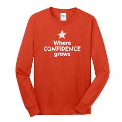 Image of Where CONFIDENCE Grows EMOJI Adult Long Sleeve T-Shirt - White Imprint (KA-PC54LS-CONFF-W)