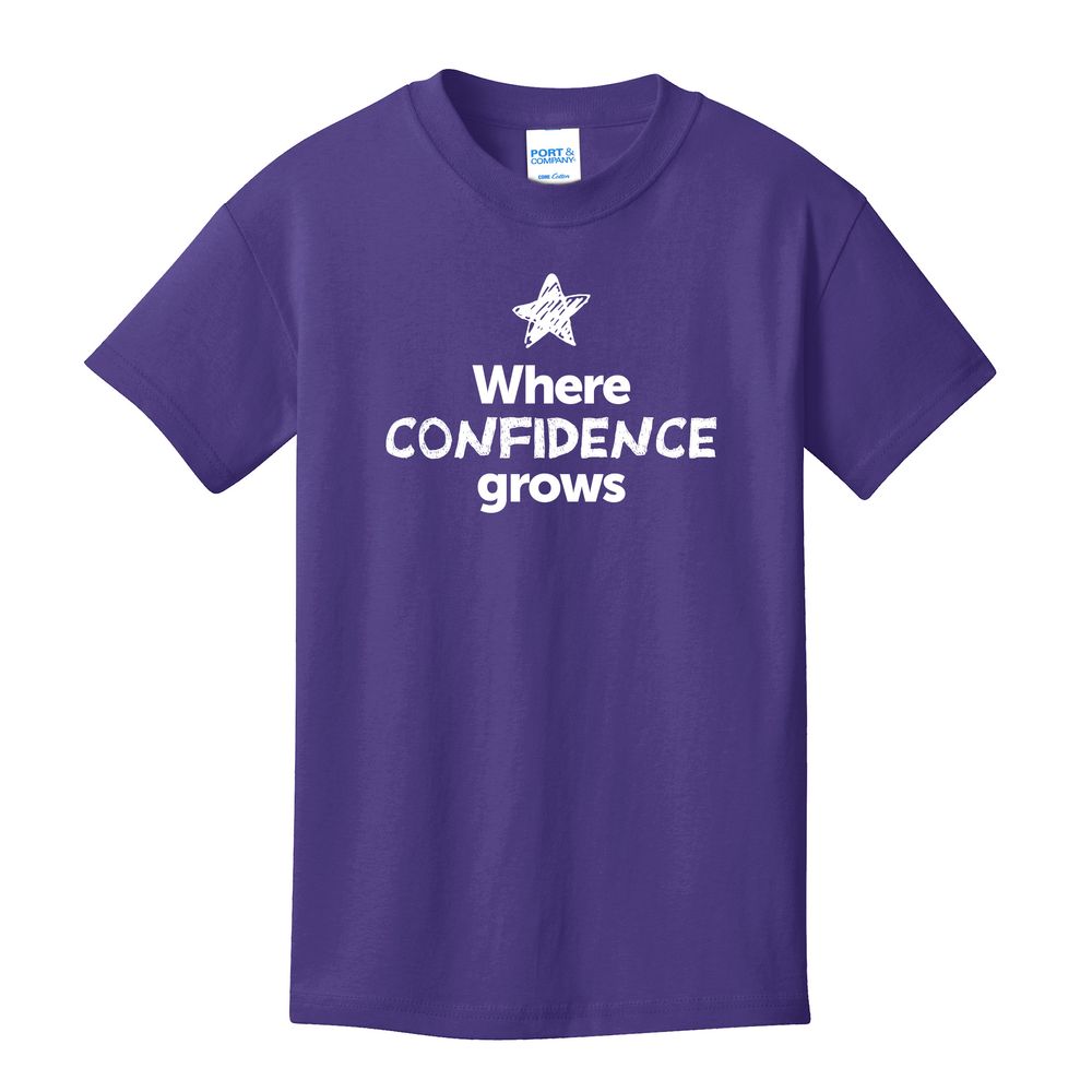 Where CONFIDENCE Grows EMOJI Youth T-Shirt - White Imprint (KA-PC54Y-CONFF-W) primary image