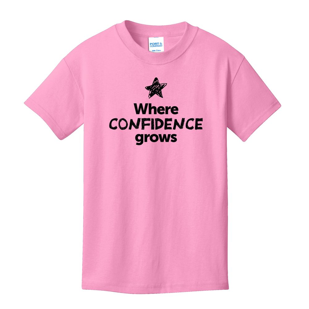 Where CONFIDENCE Grows EMOJI Youth T-Shirt - Black Imprint (KA-PC54Y-CONFF-B) primary image