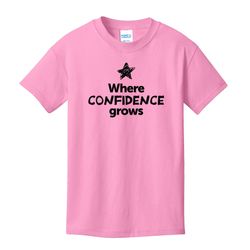 Image of Where CONFIDENCE Grows EMOJI Youth T-Shirt - Black Imprint (KA-PC54Y-CONFF-B)