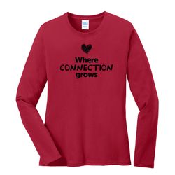 Image of Where CONNECTION Grows EMOJI Women's Long Sleeve T-Shirt - Black Imprint (KA-LPC54LS-CONNF-B)