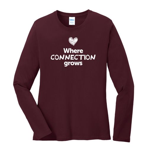Where CONNECTION Grows EMOJI Women's Long Sleeve T-Shirt - White Imprint (KA-LPC54LS-CONNF-W) image thumbnail