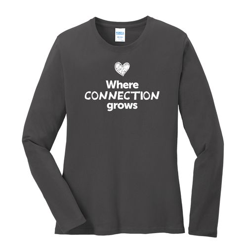 Where CONNECTION Grows EMOJI Women's Long Sleeve T-Shirt - White Imprint (KA-LPC54LS-CONNF-W) image thumbnail
