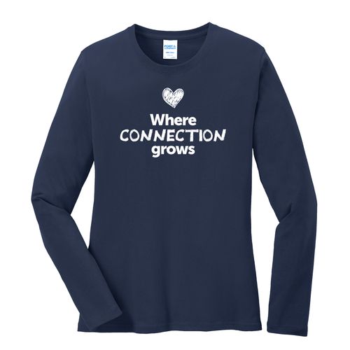 Where CONNECTION Grows EMOJI Women's Long Sleeve T-Shirt - White Imprint (KA-LPC54LS-CONNF-W) image thumbnail