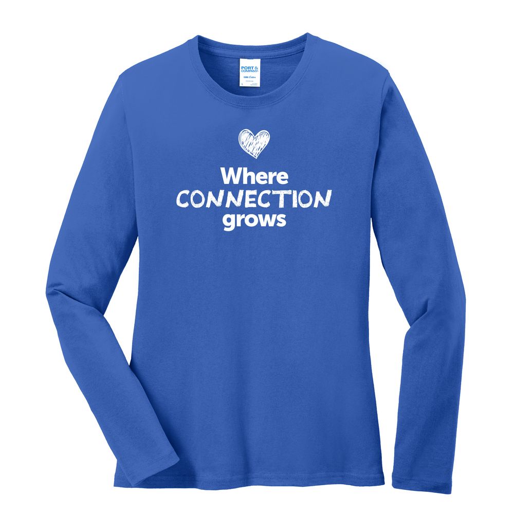 Where CONNECTION Grows EMOJI Women's Long Sleeve T-Shirt - White Imprint (KA-LPC54LS-CONNF-W) primary image