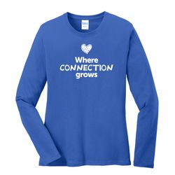 Image of Where CONNECTION Grows EMOJI Women's Long Sleeve T-Shirt - White Imprint (KA-LPC54LS-CONNF-W)