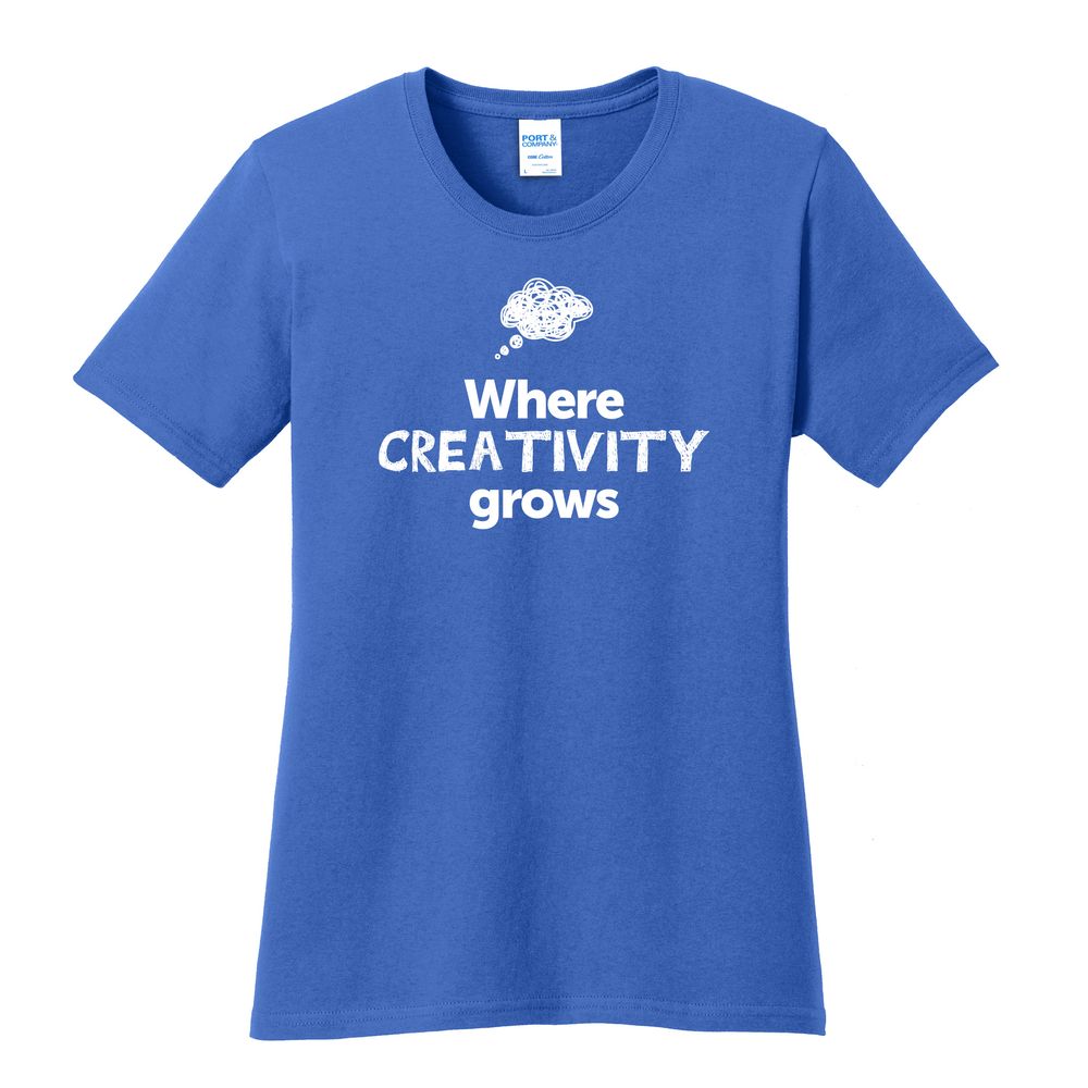 Where CREATIVITY Grows EMOJI Women's T-Shirt - White Imprint (KA-LPC54-CREATF-W) primary image