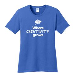 Image of Where CREATIVITY Grows EMOJI Women's T-Shirt - White Imprint (KA-LPC54-CREATF-W)