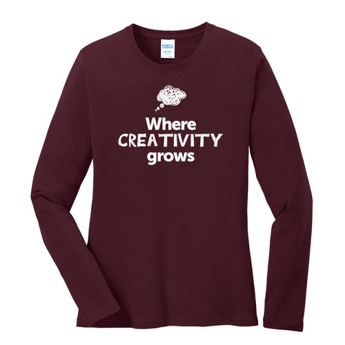 Where CREATIVITY Grows EMOJI Women's Long Sleeve T-Shirt - White Imprint (KA-LPC54LS-CREATF-W) image thumbnail