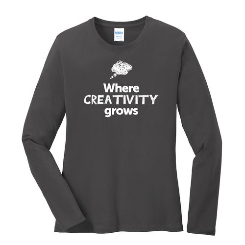 Where CREATIVITY Grows EMOJI Women's Long Sleeve T-Shirt - White Imprint (KA-LPC54LS-CREATF-W) image thumbnail