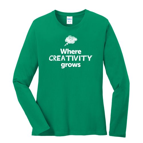 Where CREATIVITY Grows EMOJI Women's Long Sleeve T-Shirt - White Imprint (KA-LPC54LS-CREATF-W) image thumbnail