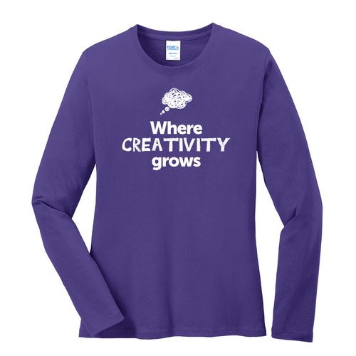 Where CREATIVITY Grows EMOJI Women's Long Sleeve T-Shirt - White Imprint (KA-LPC54LS-CREATF-W) image thumbnail