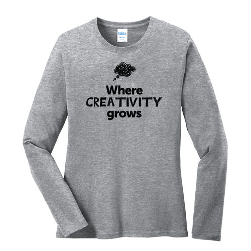Where CREATIVITY Grows EMOJI Women's Long Sleeve T-Shirt - Black Imprint (KA-LPC54LS-CREATF-B) image thumbnail