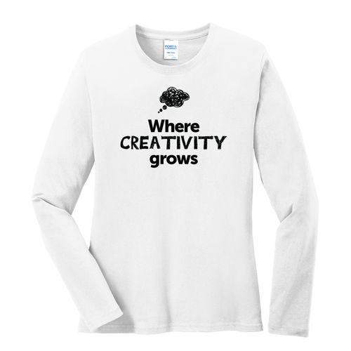Where CREATIVITY Grows EMOJI Women's Long Sleeve T-Shirt - Black Imprint (KA-LPC54LS-CREATF-B) image thumbnail