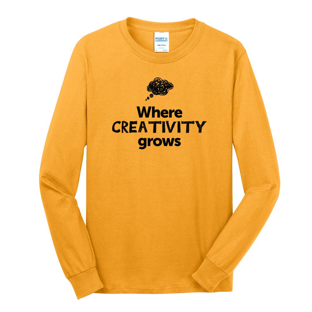 Where CREATIVITY Grows EMOJI Adult Long Sleeve T-Shirt - Black Imprint (KA-PC54LS-CREATF-B) primary image