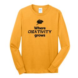 Image of Where CREATIVITY Grows EMOJI Adult Long Sleeve T-Shirt - Black Imprint (KA-PC54LS-CREATF-B)