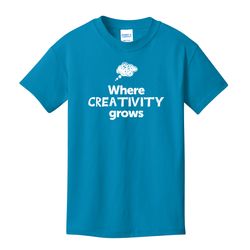 Image of Where CREATIVITY Grows EMOJI Youth T-Shirt - White Imprint (KA-PC54Y-CREATF-W)