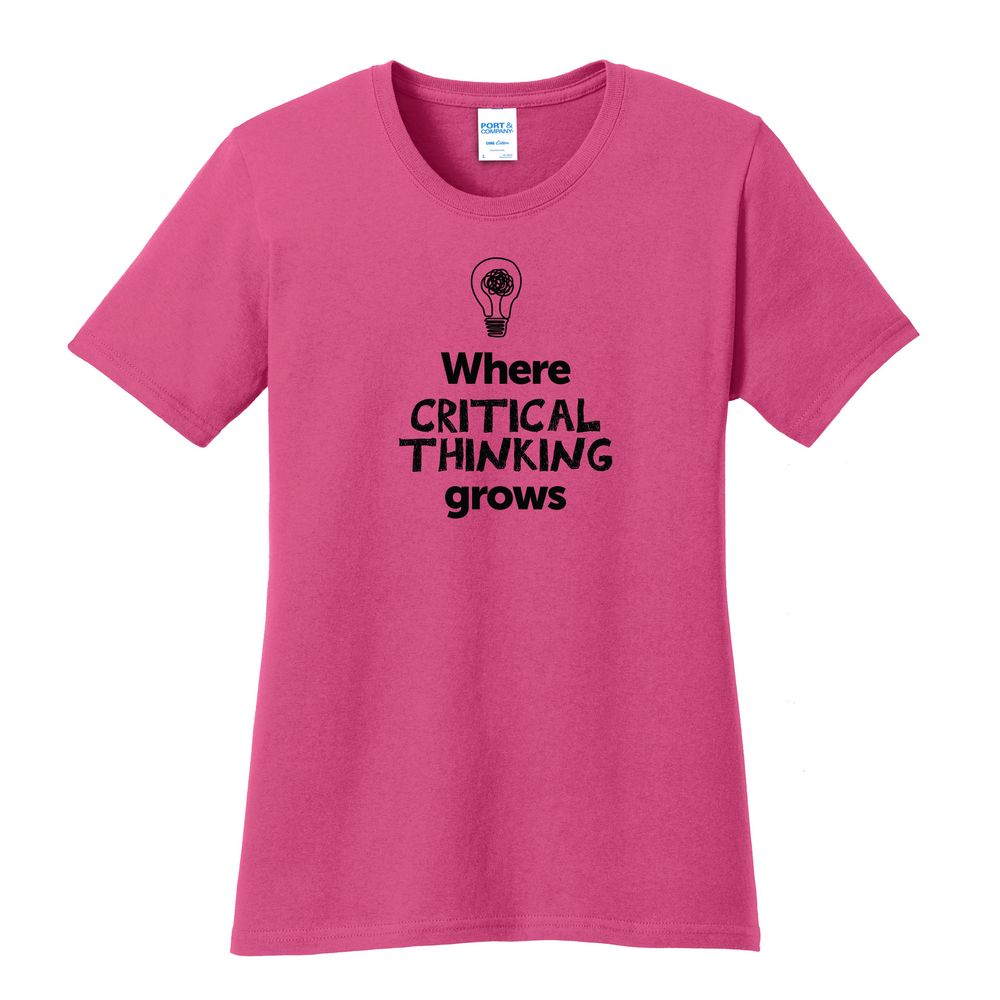 Where CRITICAL THINKING Grows EMOJI Women's T-Shirt - Black Imprint (KA-LPC54-CRITF-B) primary image