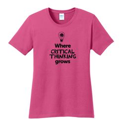 Image of Where CRITICAL THINKING Grows EMOJI Women's T-Shirt - Black Imprint (KA-LPC54-CRITF-B)
