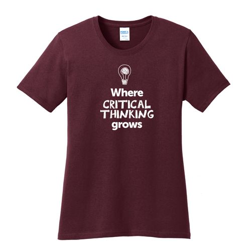 Where CRITICAL THINKING Grows EMOJI Women's T-Shirt - White Imprint (KA-LPC54-CRITF-W) image thumbnail