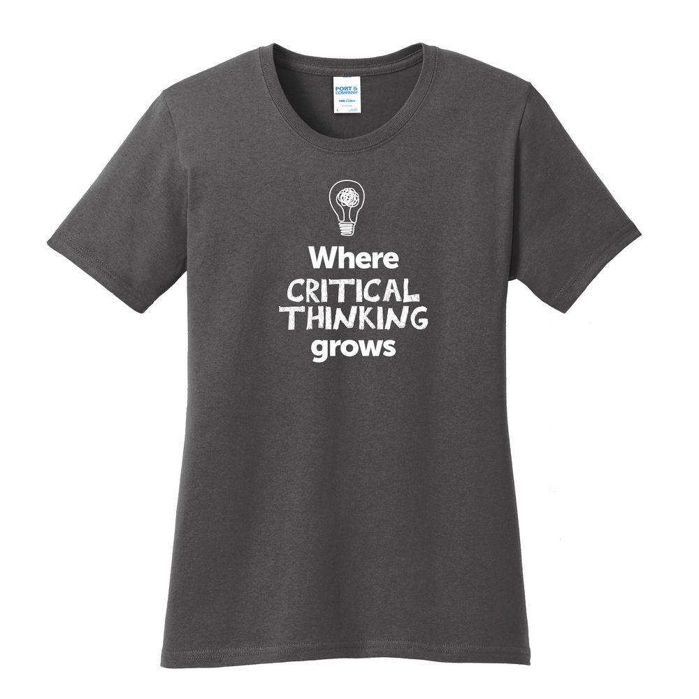 Where CRITICAL THINKING Grows EMOJI Women's T-Shirt - White Imprint (KA-LPC54-CRITF-W) primary image