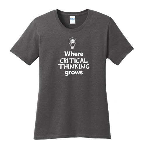 Where CRITICAL THINKING Grows EMOJI Women's T-Shirt - White Imprint (KA-LPC54-CRITF-W) image thumbnail