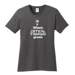Image of Where CRITICAL THINKING Grows EMOJI Women's T-Shirt - White Imprint (KA-LPC54-CRITF-W)