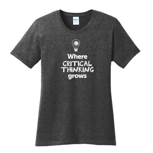 Where CRITICAL THINKING Grows EMOJI Women's T-Shirt - White Imprint (KA-LPC54-CRITF-W) image thumbnail