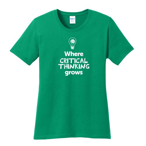 Where CRITICAL THINKING Grows EMOJI Women's T-Shirt - White Imprint (KA-LPC54-CRITF-W) image thumbnail
