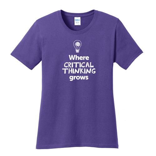 Where CRITICAL THINKING Grows EMOJI Women's T-Shirt - White Imprint (KA-LPC54-CRITF-W) image thumbnail